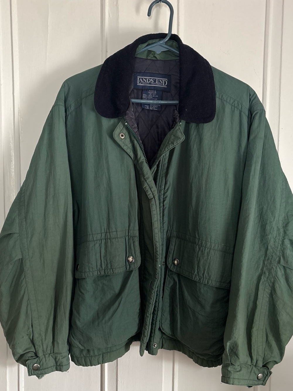 Lands' End Forest Green Ski Jacket with Black Collar